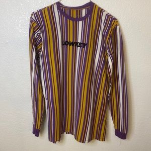 Medium, long sleeve, purple, white and gold LOWKEY shirt.